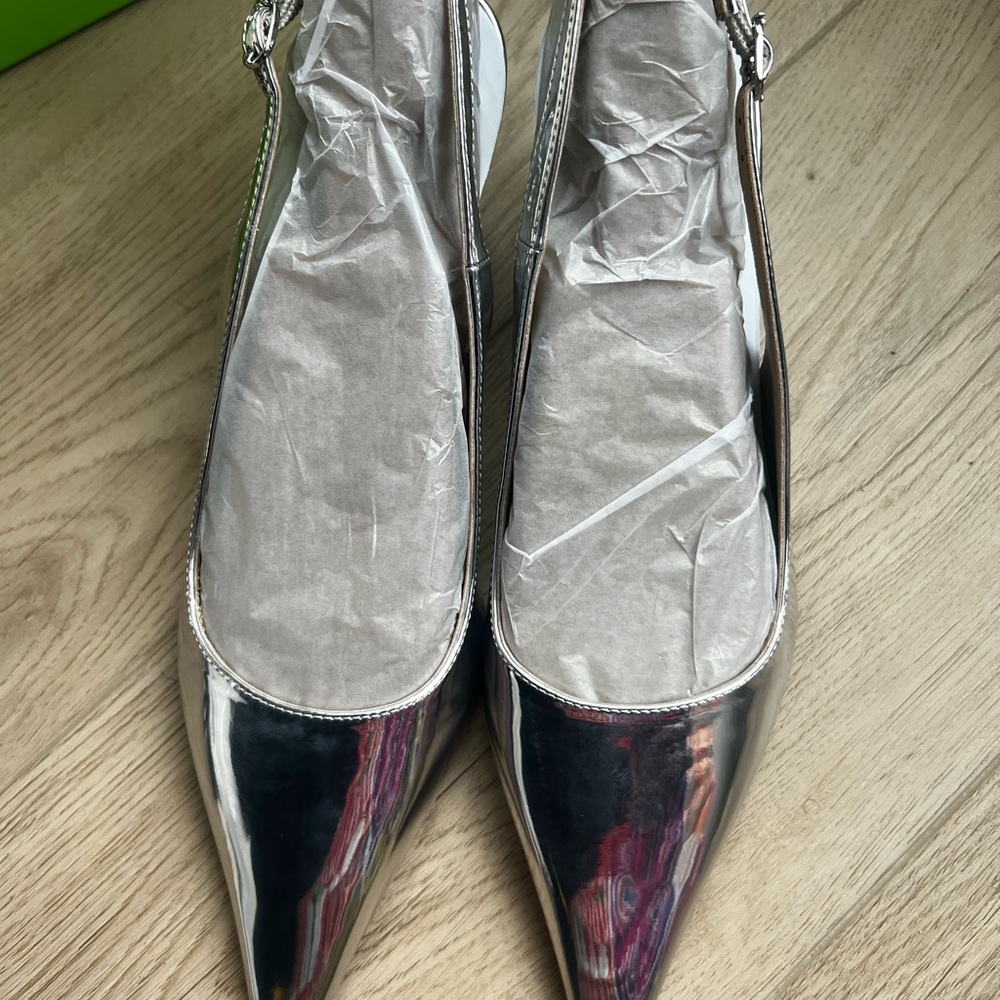 Sam Edelman Bianka Metallic Silver Heels - Picture 2 of 5